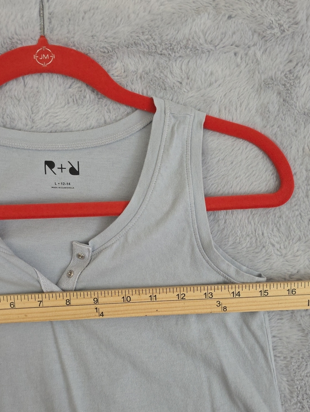 *R+D Gray Cropped Henley Tank Top Snap Front Sleeveless Women's Large 12-14 - Picture 8 of 9